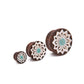 Turquoise Inlaid Mother of Pearl Flower Sono Wood Plug – Pair