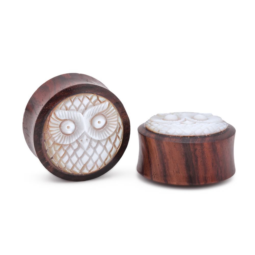 Mother of Pearl Owl Inlaid Sono Wood Plug