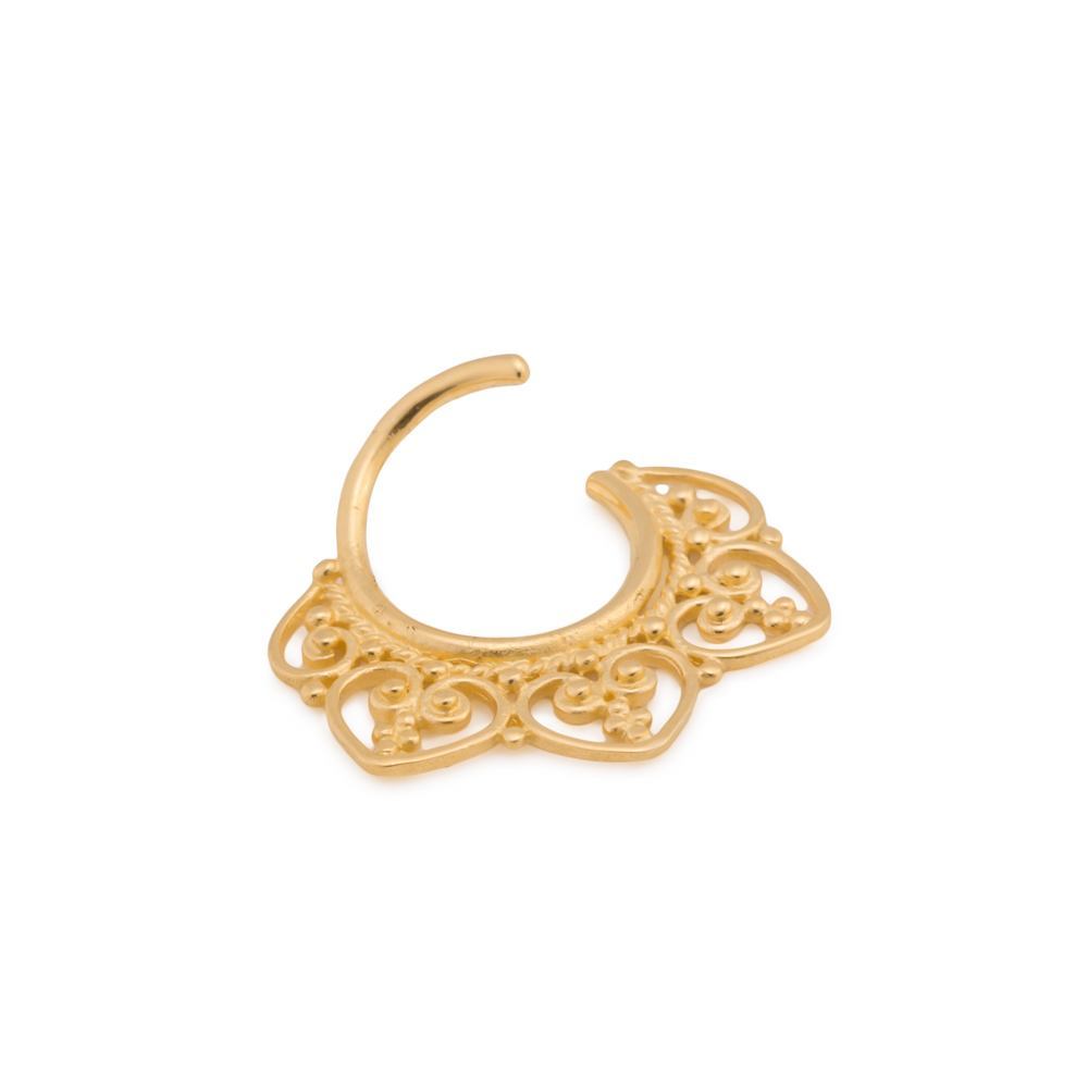 16g Yellow Gold Plated Triple Filigree Heart Bendable Septum Ring