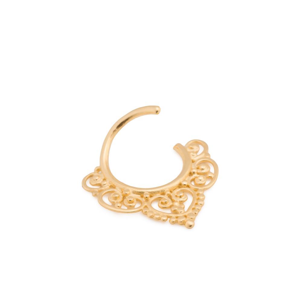 16g Yellow Gold Plated Single Filigree Heart Bendable Septum Ring