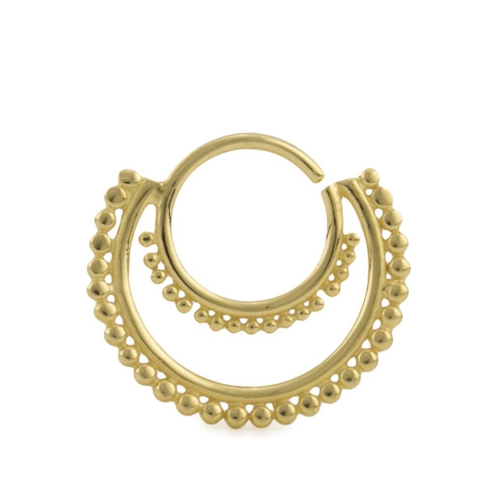 16g Micron Beaded Crescent Gold-Plated Bendable Septum Ring