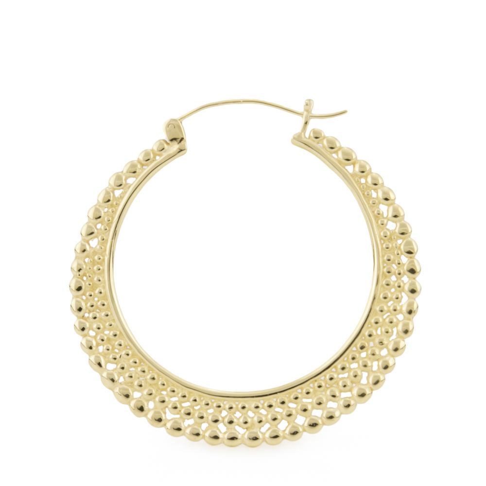 18g Gold Plated Tribal Hoop Earrings – Full Size