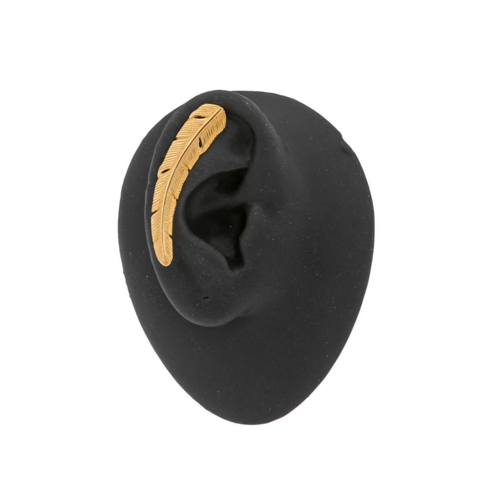 18kt Gold Plated Brass Feather Clip-On Ear Climbers — Post