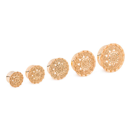 Tribal Sunshine Gold Plated Plug — Pair