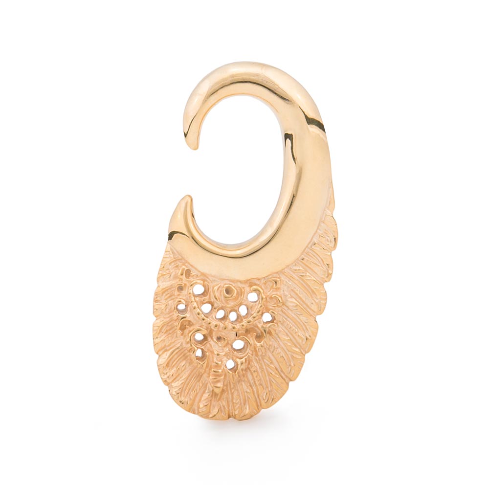 2g Hawk Wing Gold Ear Weights — One Lying Flat
