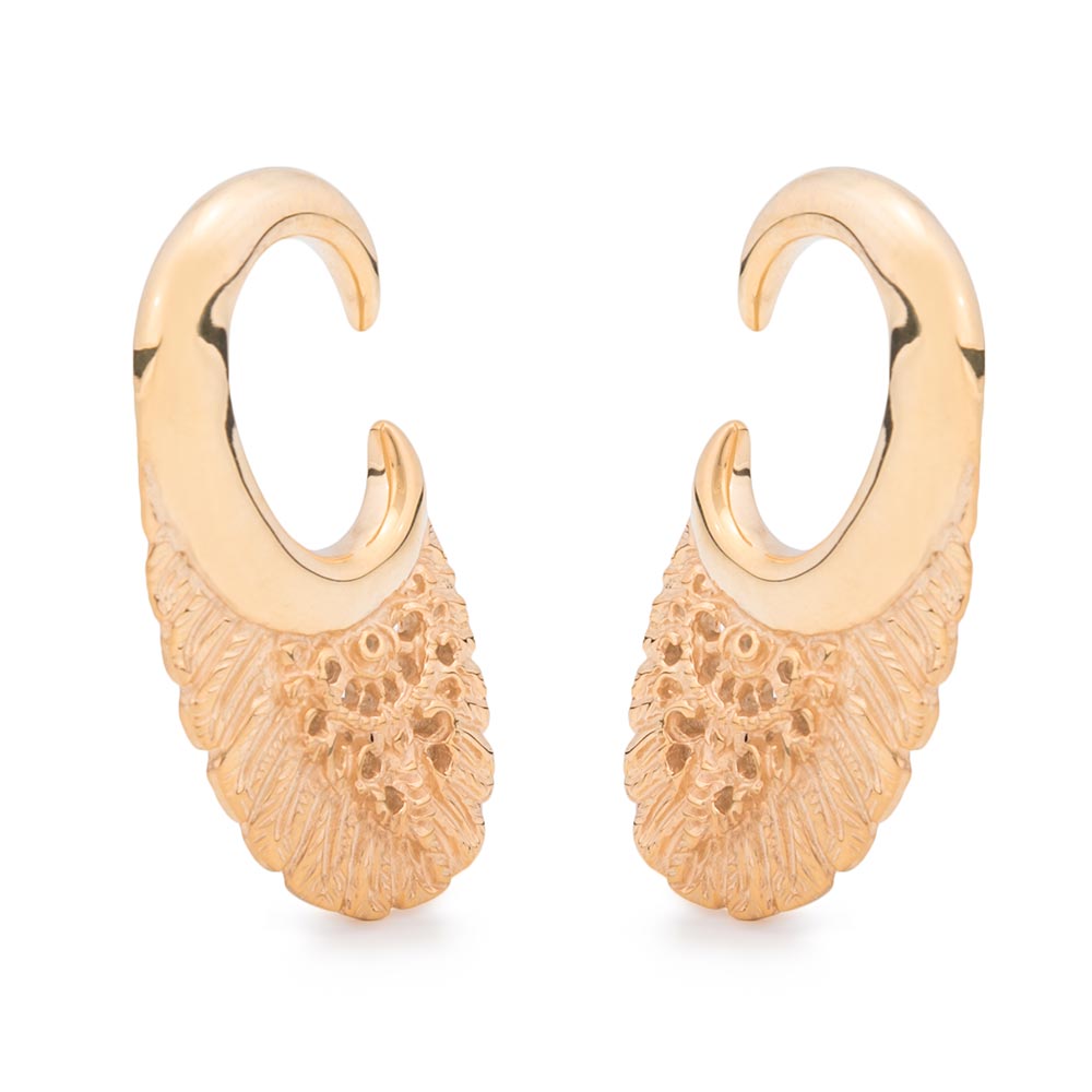Hawk Wing Gold Plated Ear Weights —  6mm Thick — Price Per 2