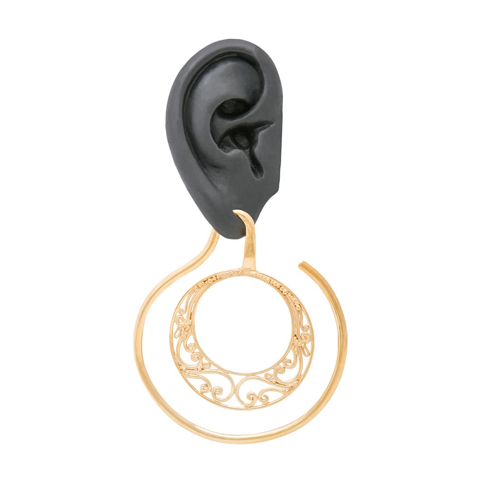 French Filigree Crescent Gold Plated Ear Weight Pair