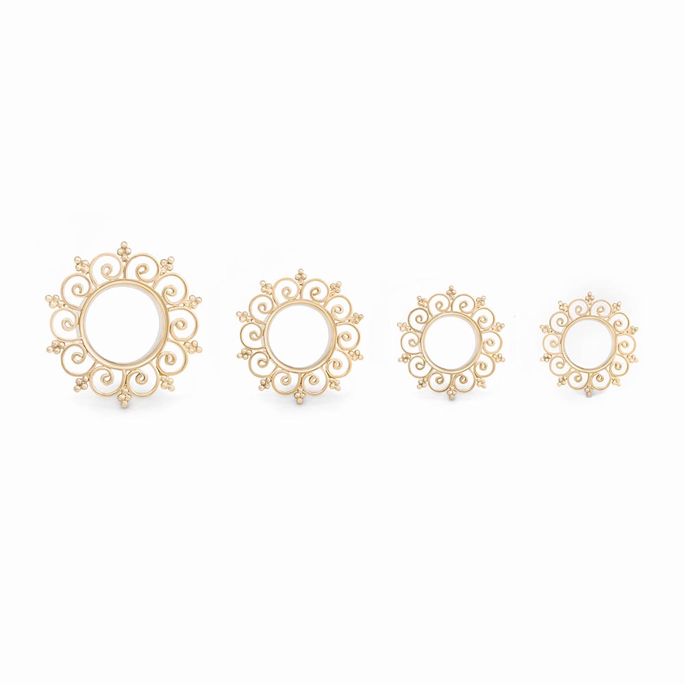 Gold Plated Floral Energy Plug — Pair