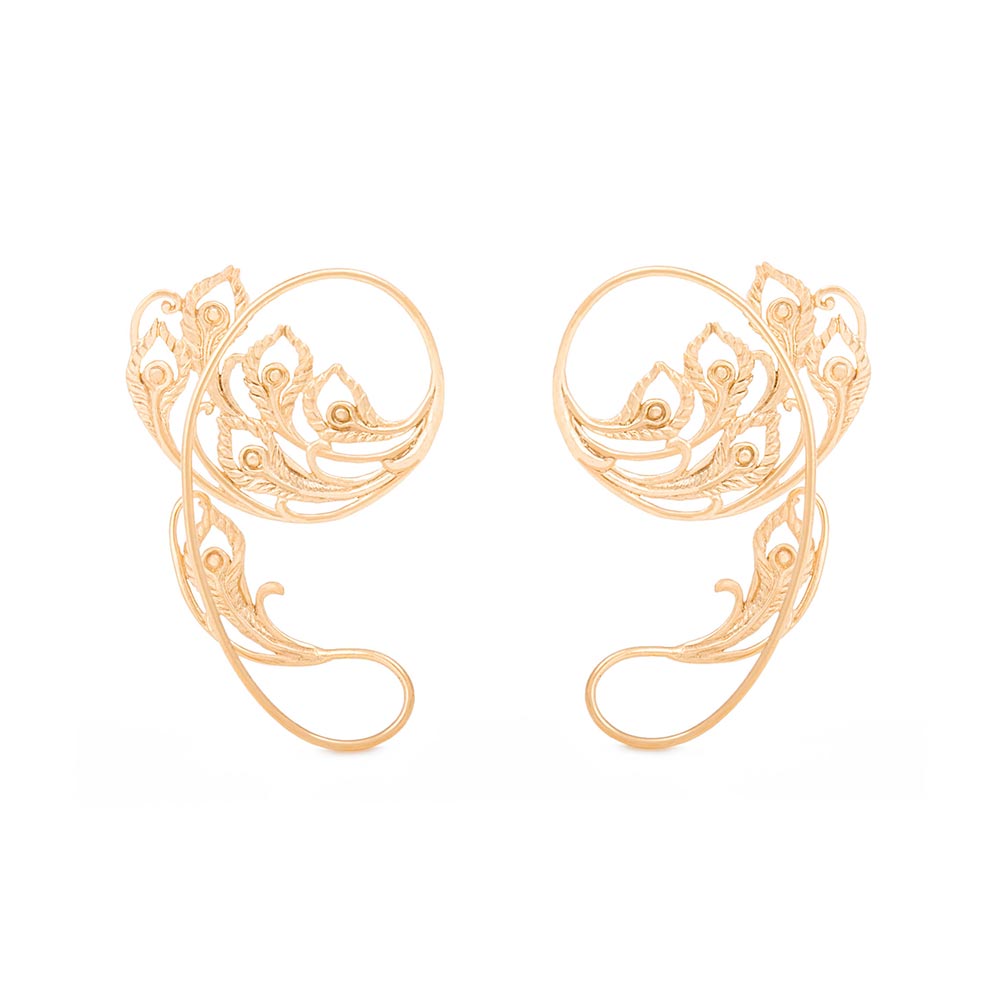 Peacock Feathered Gold Plated Ear Wrap — Price Per 2