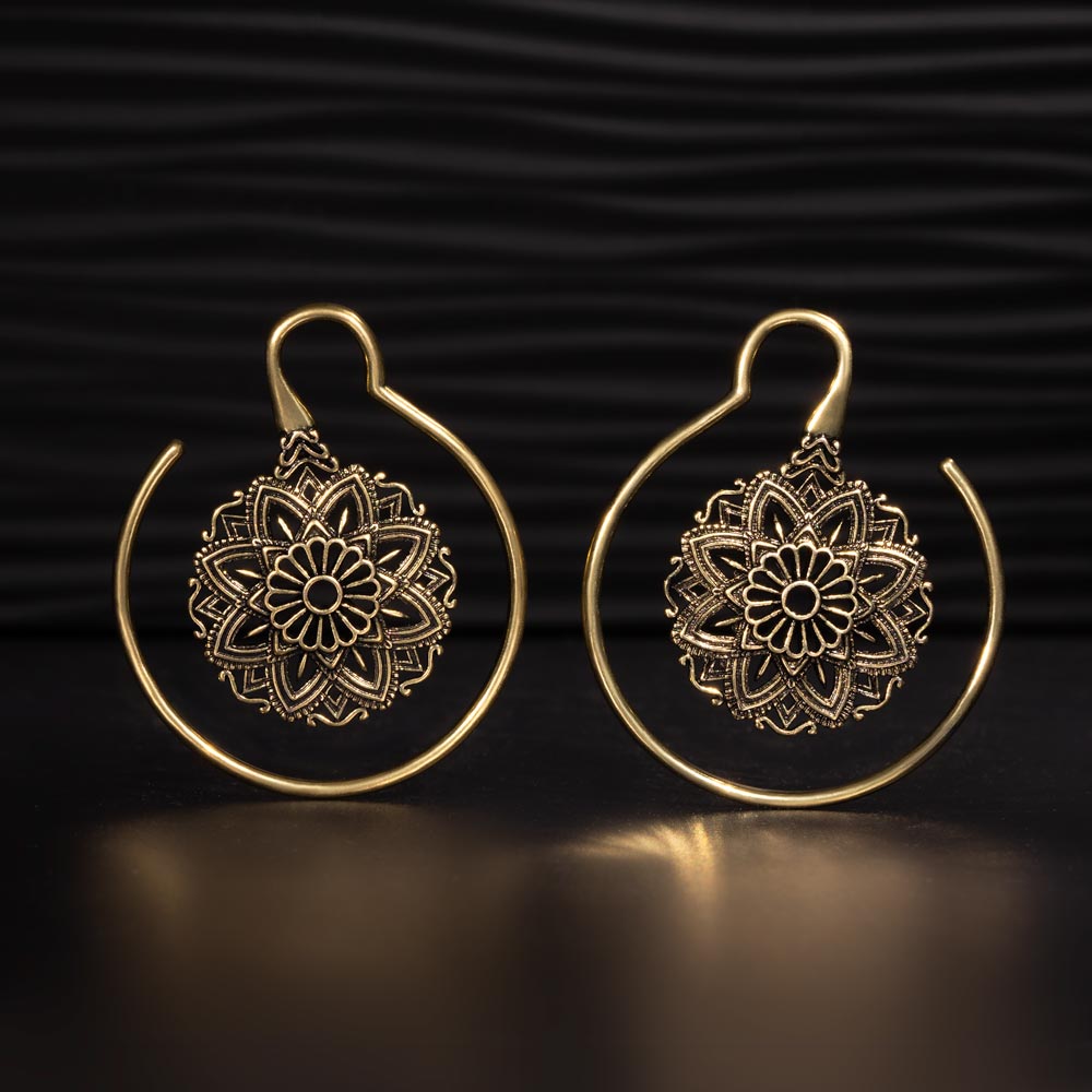 10g Mandala Brass Hanger Earrings