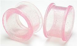 Translucent Glitter Pink Silicone Tunnel by Kaos Softwear — 4g up to 2" — Price Per 1