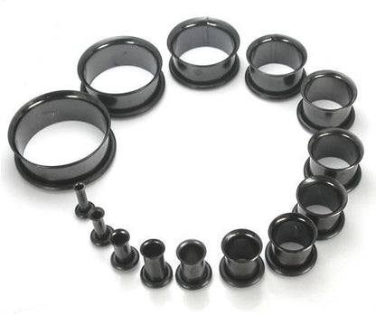 10g - 1” Black PVD Coated Single Flare Steel Tunnel – Price Per 1 - Painful Pleasures