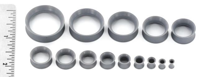 Grey Silicone Skin Eyelet by Kaos Softwear — 10g up to 1" — Price Per 1