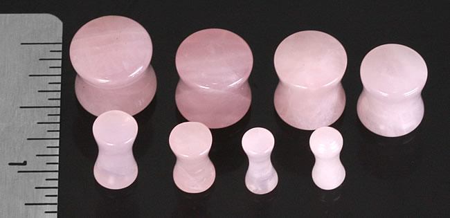 Rose Quartz Double Flare Plugs in 10g - 1" Sizes