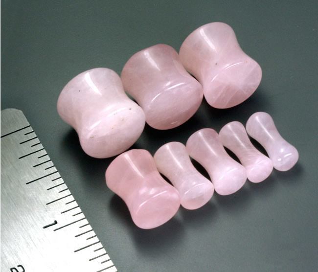 Double Flare Rose Quartz Stone Plug — Price Per Pair