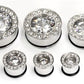 Single Flare BLING Plugs High Polish Steel Ear Jewelry 0g - 1" - Price Per 1