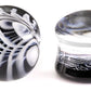 Black and White Double Flared Glass Plug — Price Per 1