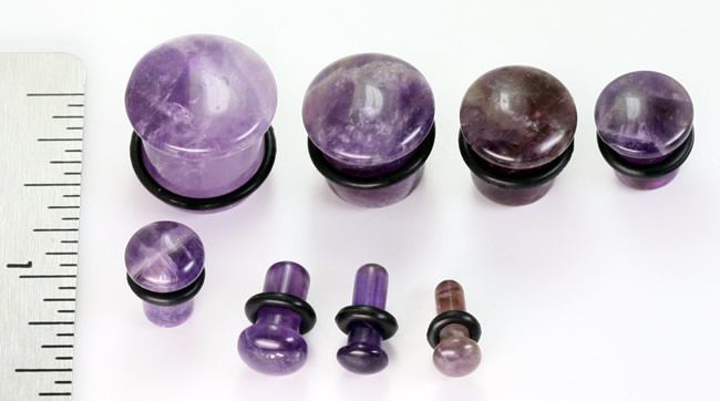 Top Hat AMETHYST STONE Plug with Black Oring - 8g - 9/16" - Price Per 1