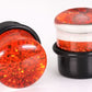 RED GLITTER TOP HAT Acrylic Plug with Black Oring - 6g - 5/8" - Price Per 1