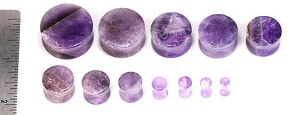 Double Flare Amethyst Stone Plug — Price Per Pair - Painful Pleasures