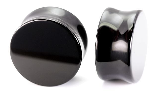 Custom Engraved Black Agate Stone Plug — Price Per 1