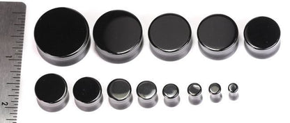 Double Flare Black Agate Stone Plug — Price Per Pair - Painful Pleasures