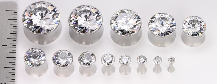 Bling Plug Double Flare Stainless Steel Bling Plug — Price Per Pair