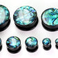 Acrylic Threaded Tunnel with Front ABALONE SHELL in sizes 12g up to 1"