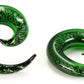 8g - 5/8" Pyrex Glass GREEN Glitter SPIRAL - Price Per 1