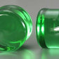 FLAT PLUGS Green Glass - Ear Gauge Jewelry - Price Per 1