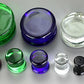 FLAT PLUGS Green Glass - Ear Gauge Jewelry - Price Per 1