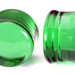 FLAT PLUGS Green Glass - Ear Gauge Jewelry - Price Per 1