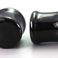 FLAT PLUGS Black Glass - Ear Gauge Jewelry - Price Per 1