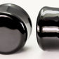 FLAT PLUGS Black Glass - Ear Gauge Jewelry - Price Per 1