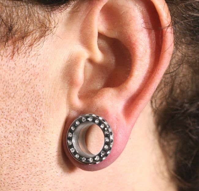 INTERNAL THREADING Black Clear Alternate Stone Setting on Side & Top Rim - 8mm - 26mm - Price Per 1