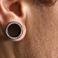 Crystal Jeweled Rim PVD Black Steel Threaded Tunnel — Price Per 1