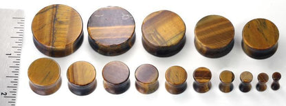 Double Flared Tiger Eye Stone Plug — Price Per Pair - Painful Pleasures