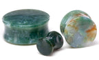 Green India Agate Stone Double Flare Plug — Price Per 1 - Painful Pleasures
