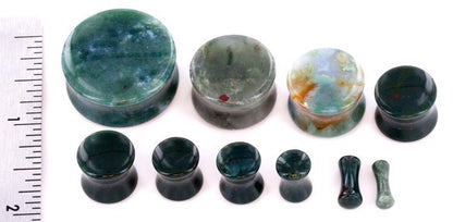 Green India Agate Stone Double Flare Plug — Price Per 1 - Painful Pleasures