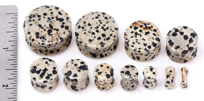 JASPER Dalmatian Stone Double Flare Plugs 10g - 1" - Price Per 1 - Painful Pleasures