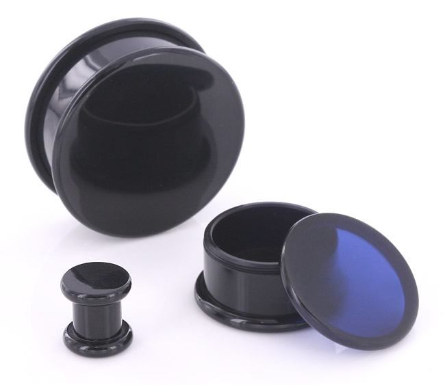 BOX Plugs Black ACRYLIC Threaded Hollow Center STASH 4mm - 48mm - Pric ...