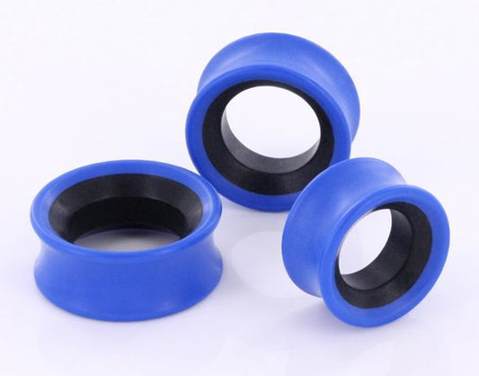 Blue with Black Inlay PROPYLUX Double Flare Plugs from 7/8" up to 1-3/8" - Price Per 1
