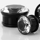BLACK Acrylic Single Flare Plugs with CZ Stone 3mm - 26mm - Price Per 1