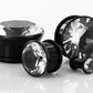 BLACK Acrylic Single Flare Plugs with CZ Stone 3mm - 26mm - Price Per 1