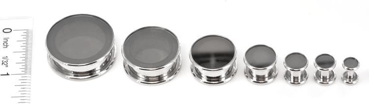 MIRROR Plug Threaded Tunnel - Actual Mirror Front - 2mm - 26mm - Price Per 1
