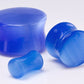 12g-1" Double Flare Blue Cats Eye Glass Plugs - Price Per 1