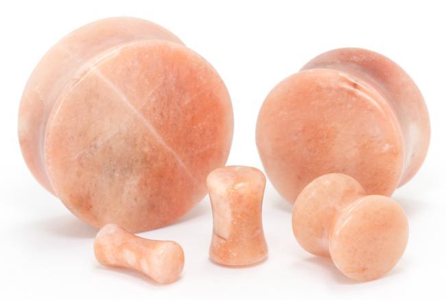 Peach Aventurine Stone Double Flare Plug — Price Per 1