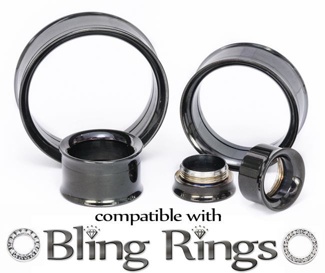 Black PVD Coated Insert-Ability Double Flare Steel Tunnel - Tunnel Styles