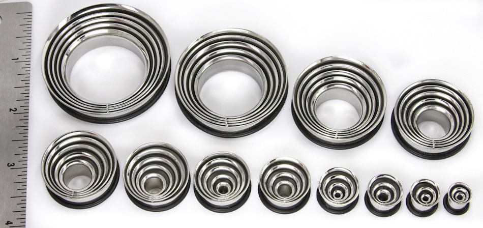 MULTI TUNNEL Stainless Steel Single Flare Earlets 8mm up to 50mm - Price Per 1