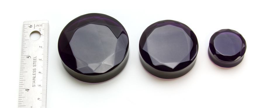 Double Faceted Purple Glass Plug - Price Per 1